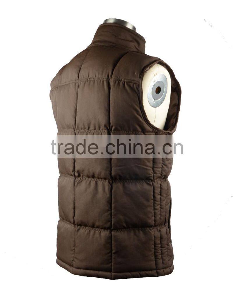Men's 100% nylon fabric outdoor warm cotton padded stand collar a sleeveless jacket