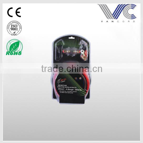 FrankEver Car AMP Wiring Kit CU 4AWG Transparent Red Cable kit