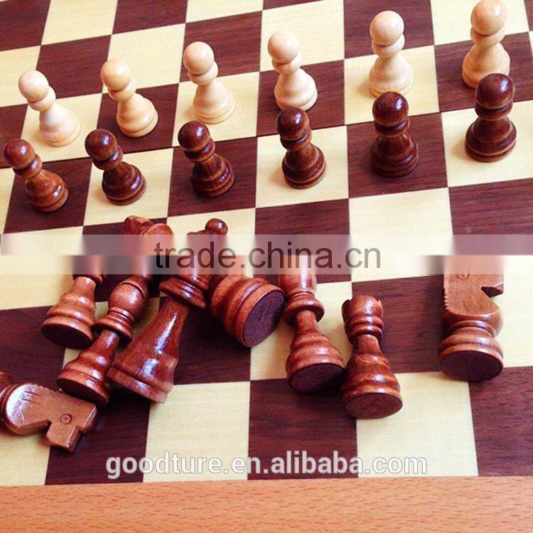 Wooden Folding Portable Chess Set 3 In 1 Chess Game With King Height 3 Inch
