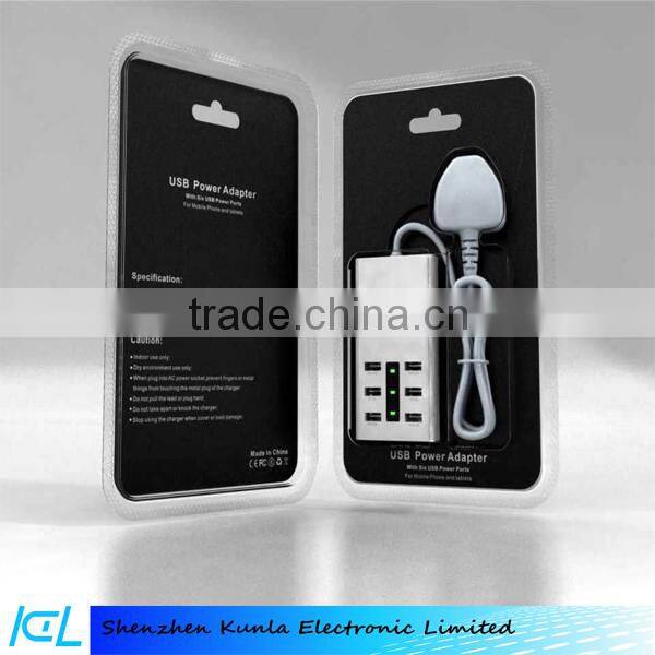 6 Port USB Charger Universal USB Charger Mobile Phone Charger For Home Travel With US UK EU