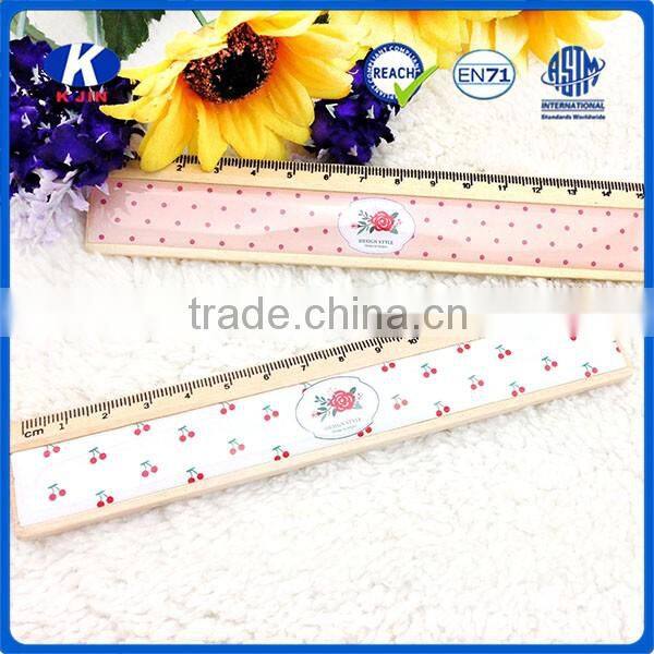 New style wood 15cm ruler with 4c paper for school