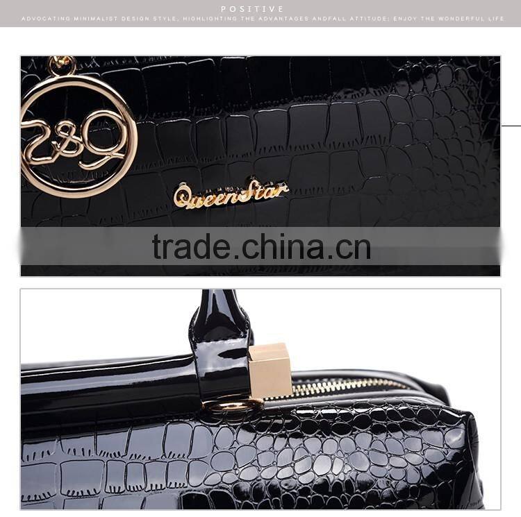 popular fashion pu leather lady handbag with zipper