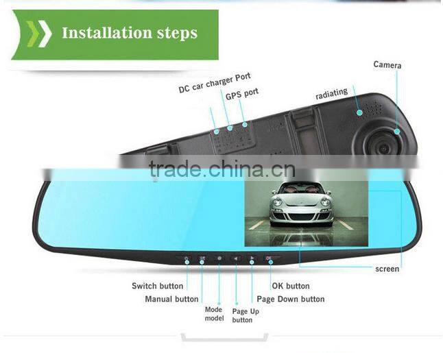 Shenzhen Ultra-thin mirror dual camera car dvr with G-sensor fuction