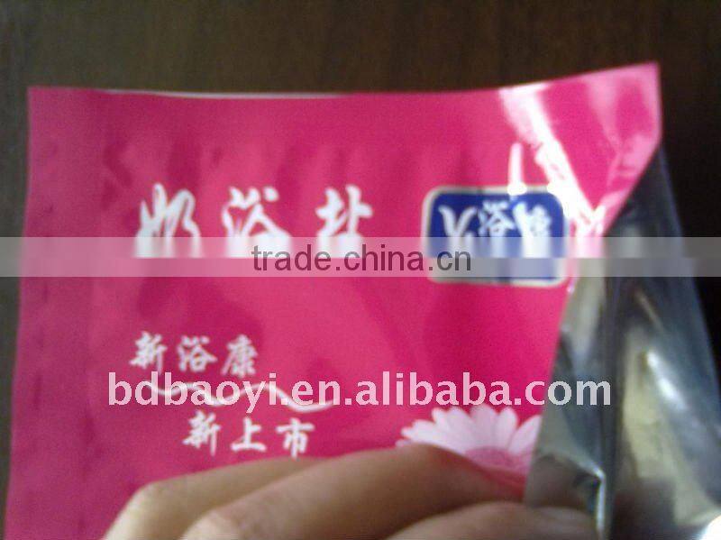 Three side seal excellent printing small plastic bag for bath salts 12x7cm