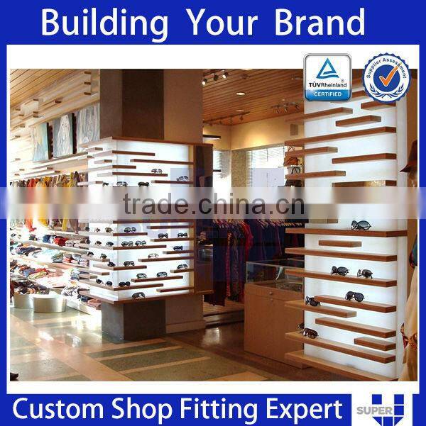 Tailor made wooden sunglass store design for retail shop