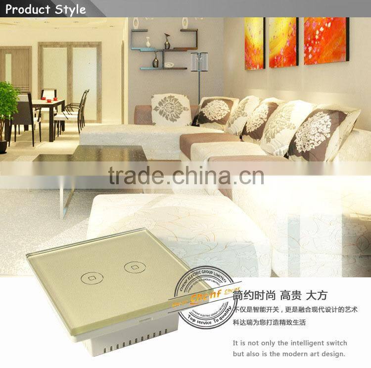 Hot Sell Cheaper tempered glass 2 gang 1 way Touch Light Switch