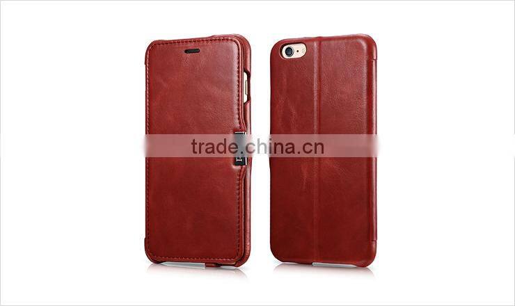 icarer vintage leather case for iPhone6 plus,genuine leather wallet case with stand function