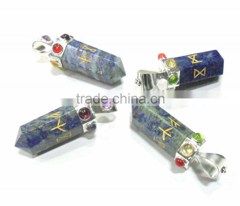 YELLOW AVENTURINE 7 CHAKRA POINT PENDANT SET : CHAKRA CABACHONE PENDANT POINT SET : CHAKRA PENDANT