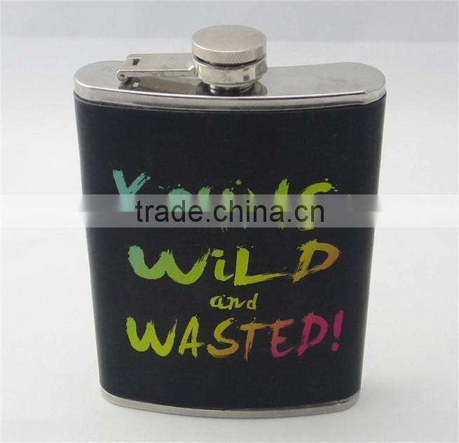 be young forever ! ! hip flask with leather covered
