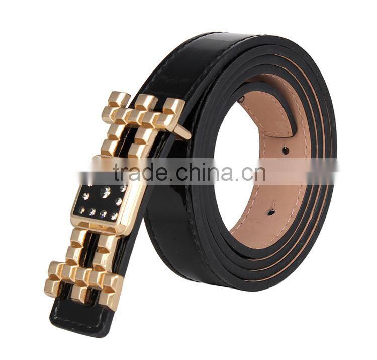 Womens Flower Alloy Buckle Leather Waist Belt