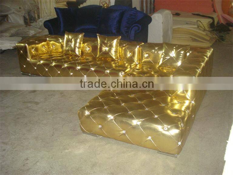 Glod corner sofa with crystal buttons (NU1722)