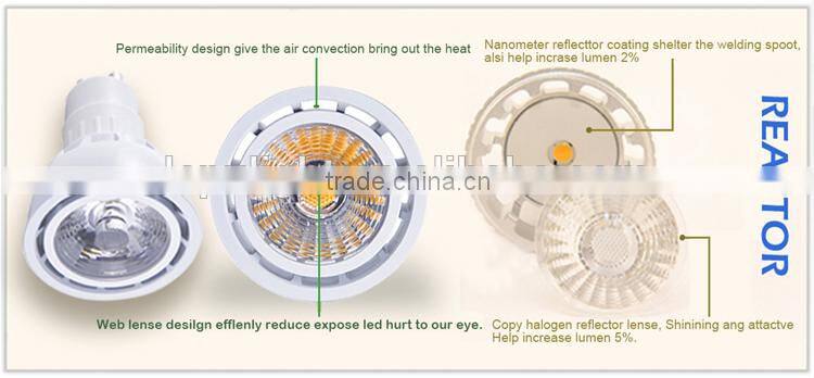 anti-glare high cri>95 cob light gu10 led 2700k dimmable with 3years warranty