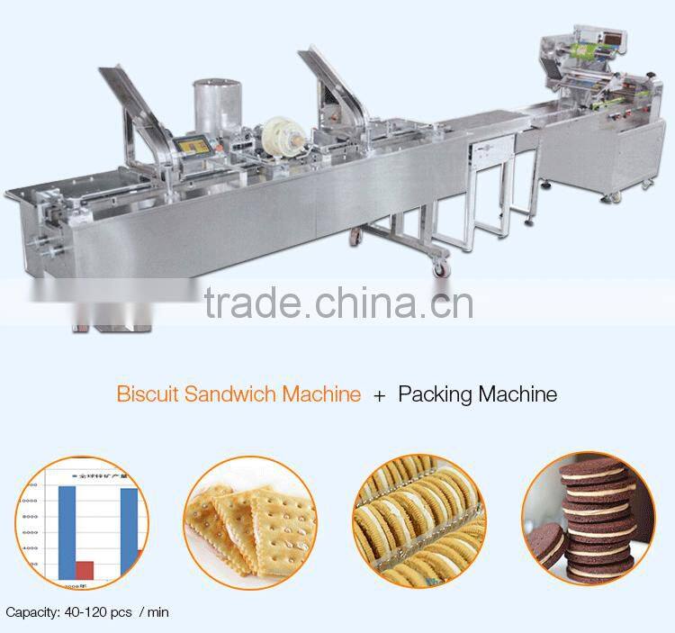 High capacity small biscuit sandwich making machine with servo motor control