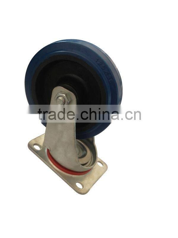 swivel blue elastic rubber caster