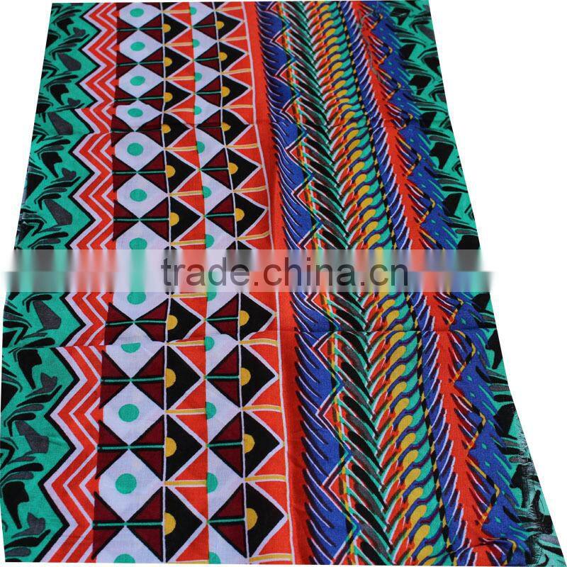 zig zag stripe diamond shape printed polyester cotton rayon blend fabric