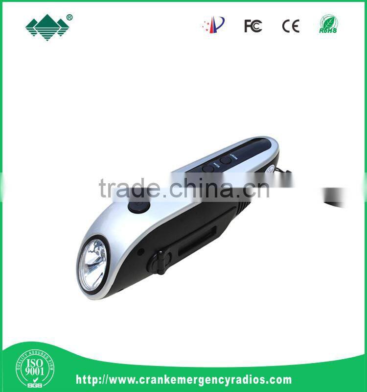 Long-range LED Torch Dynamo Hand Crank and Solar LED Torch Radio