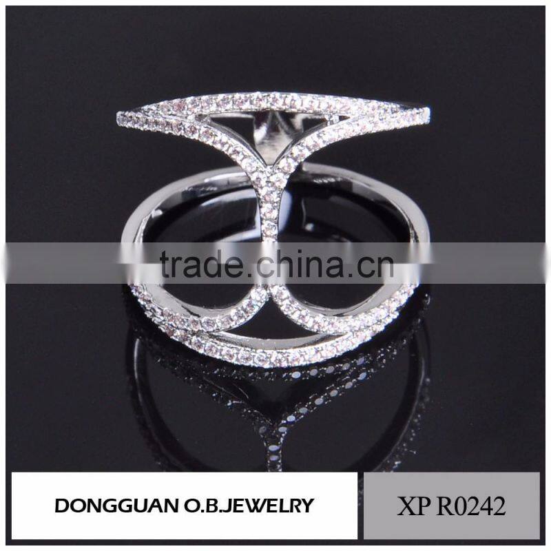 China Factory custom OEM sterling silver rings Rhodium polished wedding rings for women
