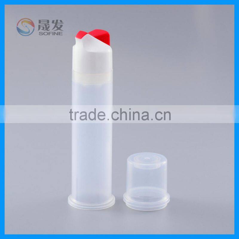 Shantou factory price 120ml empty plastic airless pump toothpaste bottle