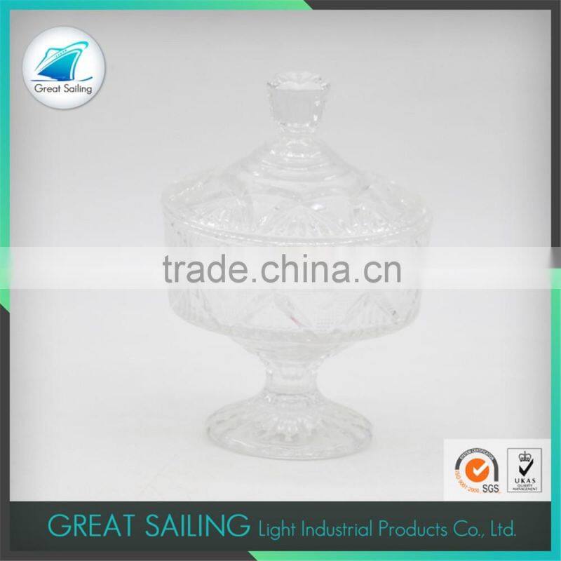 Diamond Crystal Glass Ice Cream Bowl with Glass Lid