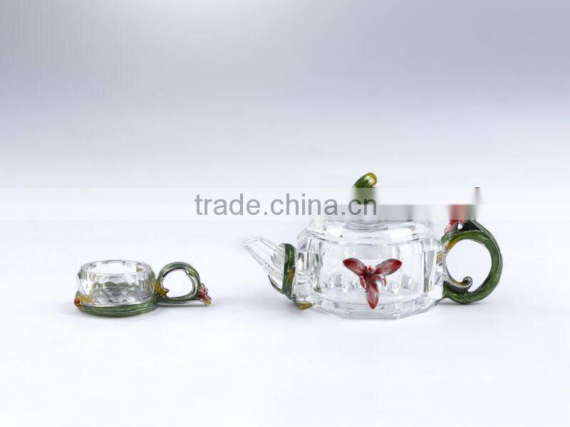 RORO Chanson orchid enamel crystal glass tea set for home decoration