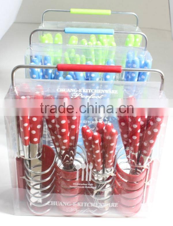24PCS Plastic Handle Cutlery Set With PVC Box