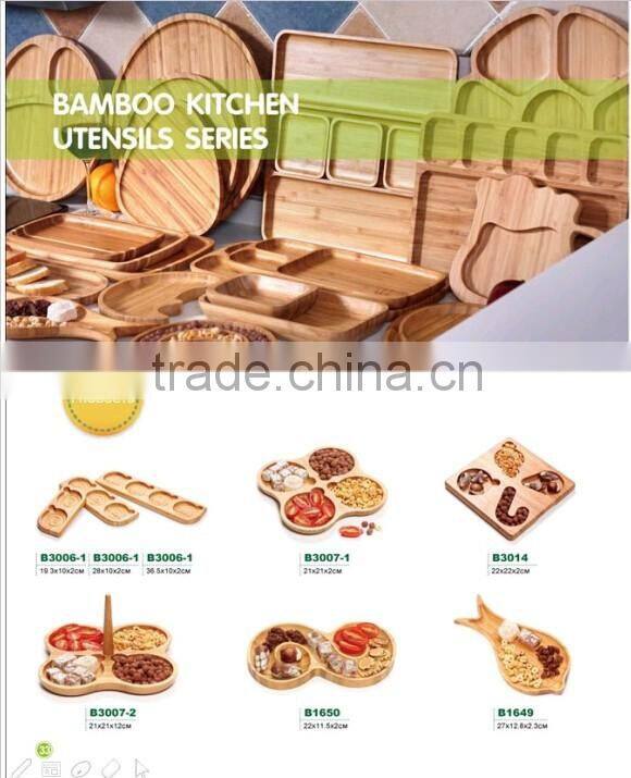 Bamboo square plate,wooden compartment tray for sale