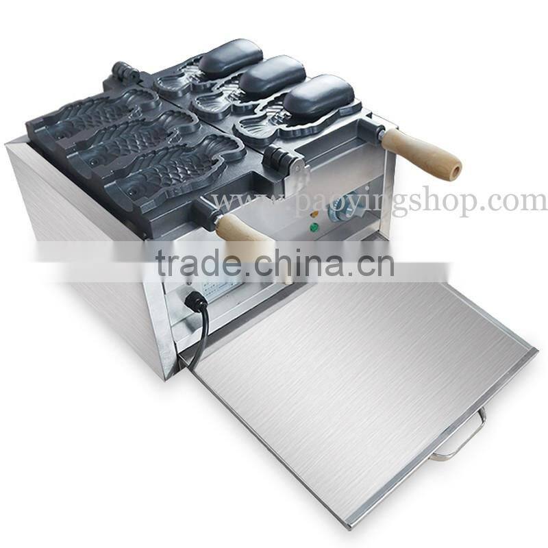 (3 in 1) 3pcs Commercial Use Non-stick 110v 220v Electric Icecream Taiyaki Baker + Batter Dispenser + Stuffing Scoop