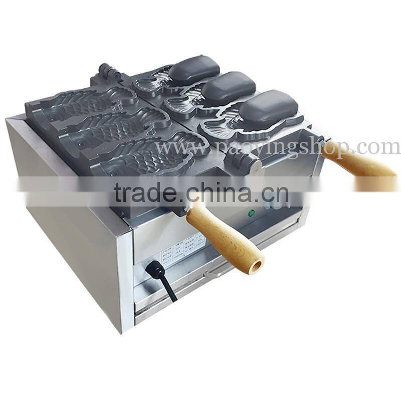 (3 in 1) 3pcs Commercial Use Non-stick 110v 220v Electric Icecream Taiyaki Baker + Batter Dispenser + Stuffing Scoop