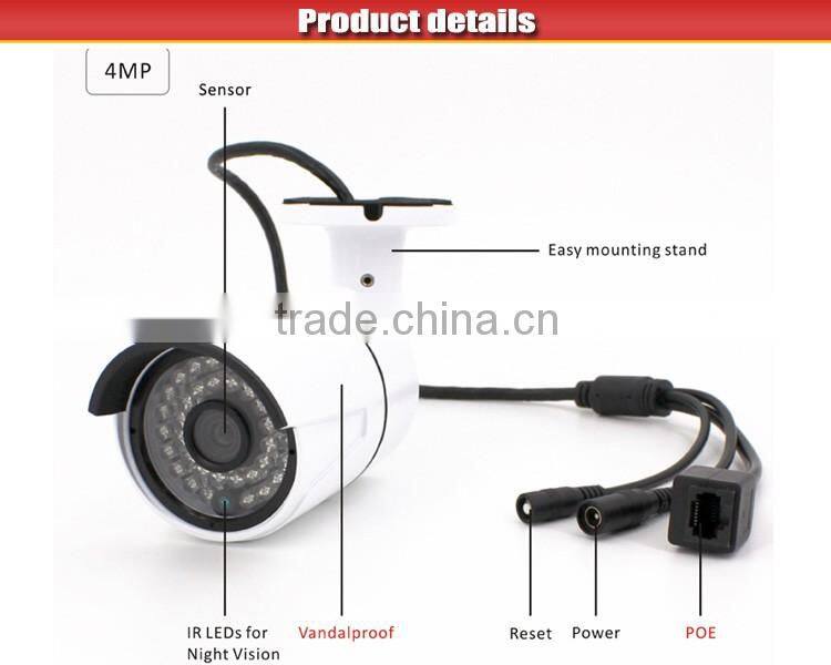 4MP IR 30M HD Bullet CCTV POE IP Camera