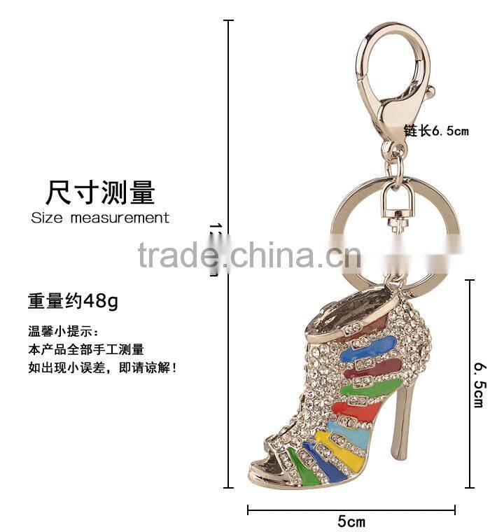 2016 New High Heel Keychains Rhinestone Shoe Keyring charm Women Handbag key holder,girl bag Pendant Jewelry
