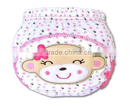 3 layer baby cloth nappy, cute monkey baby diaper, reusable baby nappy, cartoon embroidered training baby cloth nappy,