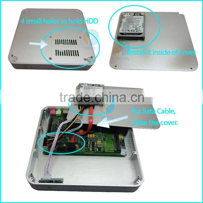 Fanless Alluminum Chassis Four Native USB 3.0 C1037u 1.8GHZ 4G RAM 64G SSD Gaming Computer Server Case