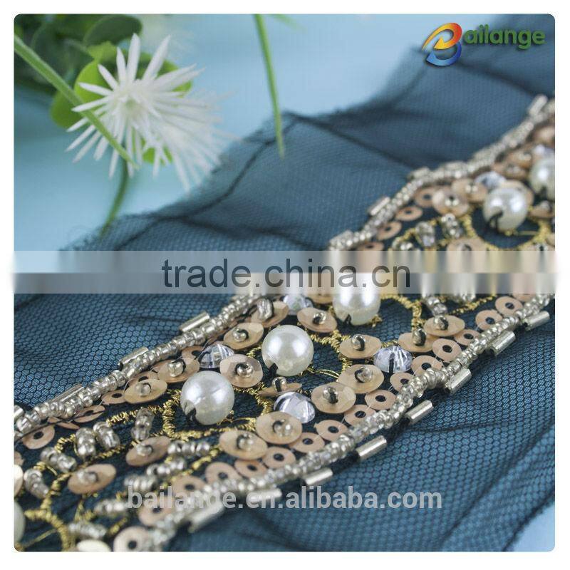 African handcut lace with beads sequins wholesale in guangzhou