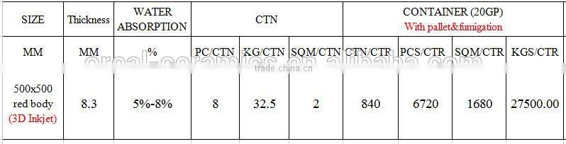 3d inkjet ceramic floor tiles 500x500mm