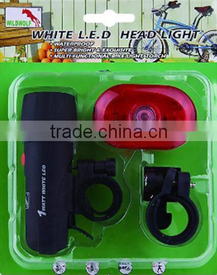 2015hot sale bicycle front light+rear light set 1wat super bright light set bike light set