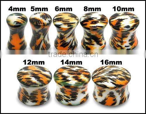 Charming zebra acrylic ear plug with different size body piercing jewelry