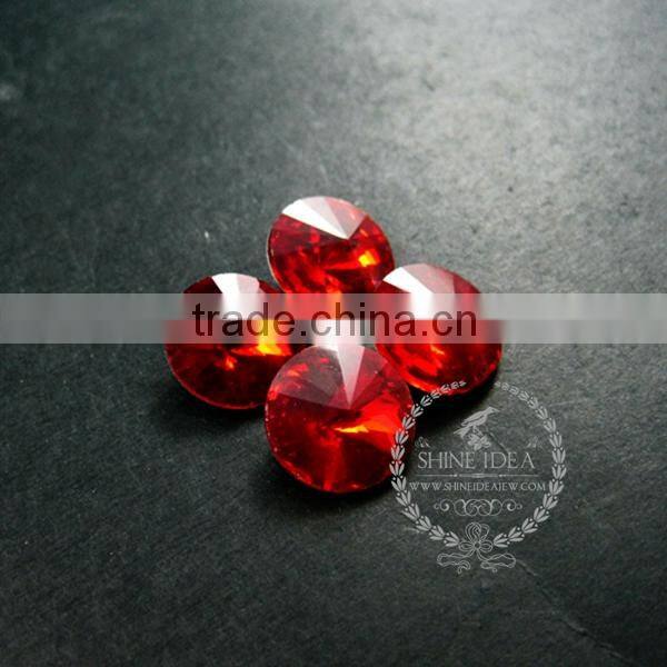 14mm red glass round satellite sharp cabochon for DIY earrings,rings supplies 4110102