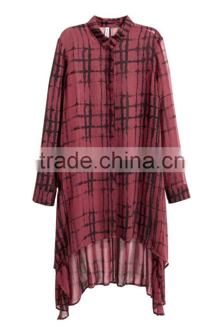 2016 irregular hem new models blouses fashion, long sleeve blouse women