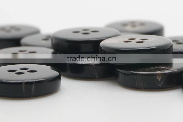 Real 4 Holes Round Natural Dark Brown Bufflao Horn Button for Suit, Sweater, Jacket
