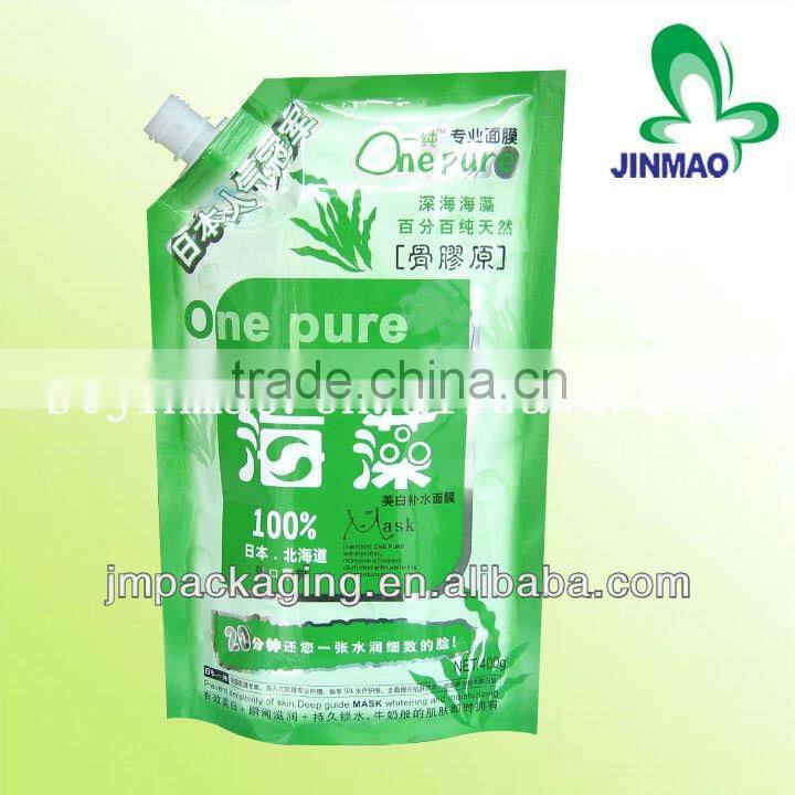 Plastic stand up chocolate sauce pouch with spout