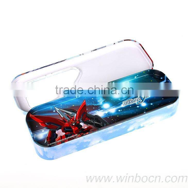 two layers cartoon tin metal students pencil case box
