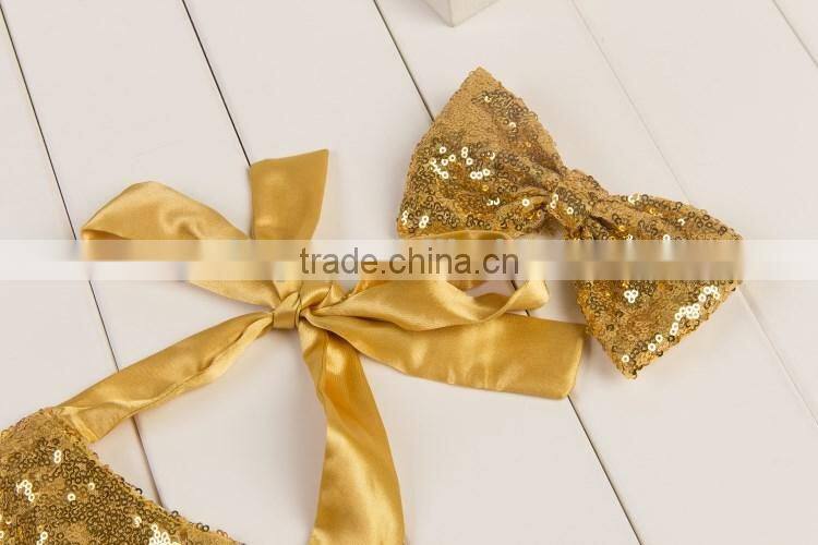 2017 New Product Wholesale Boutique Solid Shiny Romper, Bow-Knot Hairband Baby Adorable Girls Summer Clothes
