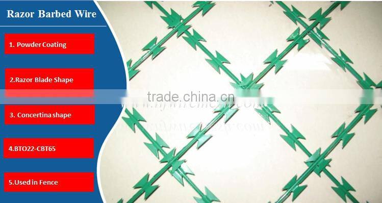 Diamond Hole/Square Hole galvanized and pvc concertina razor wire Fence (Guangzhou Factory)
