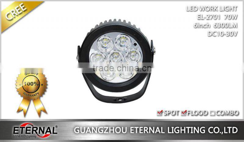 70W round led work light construction equipment heavy duty mining truck trailer led work lamp