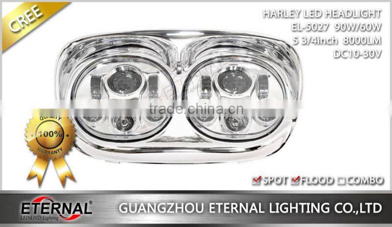 Haley motorcycle headlight dual 90W LED projector headlamp hi low beam for 98-13 Road Glide models