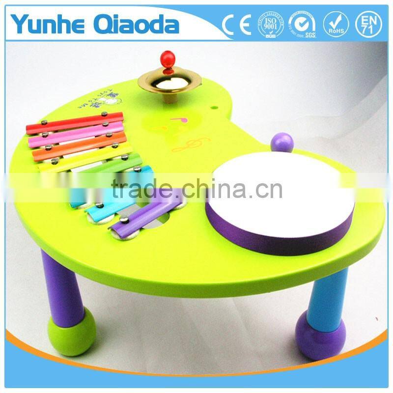 wooden musical percussion instruments blue half-round table xylophone drum symbol Noisy /educational wooden toy/