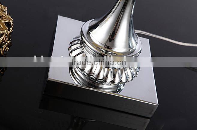 Silver electroplate metal K9 clear crystal lamp body table lamp with fabric lampshade