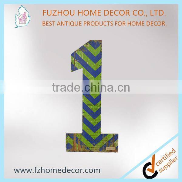 Decorative antique wooden Arabic numerals with laser cut craft