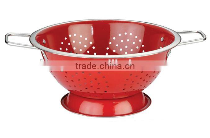 Red Powder Coated Stainless Steel Colander For Kitchen Food Washing
