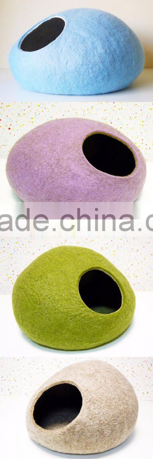 Felt Cat Cave Handmade Indoor 100% Wool Cat Bed